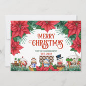 Vrolijk Kerstmis Winter Poinsettia Rode aangepaste Feestdagenkaart (Voorkant)