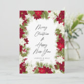 Vrolijk Kerstmis Winter Rood Bold Poinsettia Foto Kaart (Staand voorkant)