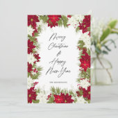 Vrolijk Kerstmis Winter Rood Bold Poinsettia Wit Kaart (Staand voorkant)