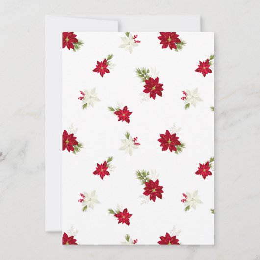 Vrolijk Kerstmis Winter Rood Bold Poinsettia Wit Kaart (Achterkant)