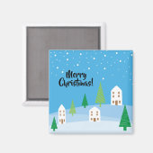 Vrolijk Kerstmis Winter Village Magnet (Voorkant / Achterkant)