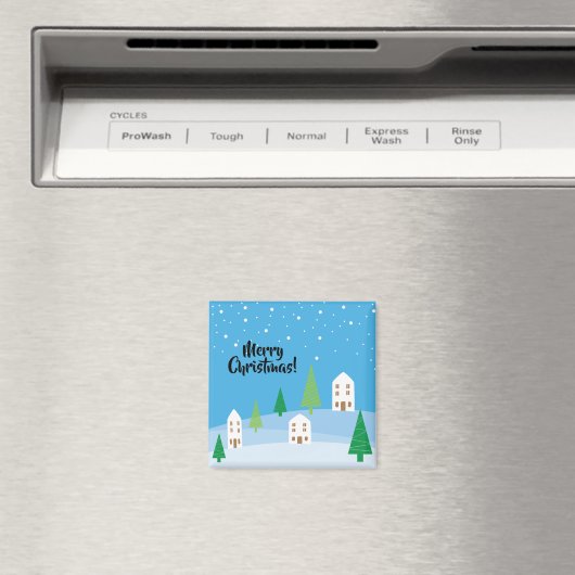 Vrolijk Kerstmis Winter Village Magnet (Insitu (Vaatwasser))