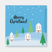 Vrolijk Kerstmis Winter Village Magnet (Voorkant)