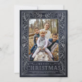 Vrolijk Kerstmis Wit Blauw & Foto Feestdagenkaart (Voorkant)