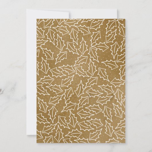 Vrolijk Kerstmis wit gebladerte op goud & foto Feestdagenkaart (Achterkant)