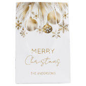 Vrolijk Kerstmis wit goud boho bubbels Medium Cadeauzakje (Voorkant)