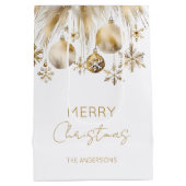 Vrolijk Kerstmis wit goud boho bubbels Medium Cadeauzakje (Achterkant)