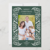 Vrolijk Kerstmis wit groen bericht foto Feestdagenkaart (Voorkant)