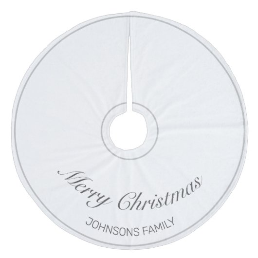 Vrolijk Kerstmis Wit Minimalistisch Modern Fleece Kerstboom Rok (Voorkant)