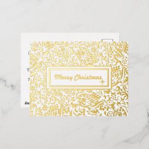 Vrolijk Kerstmis Wit Personalized.Gold. Folie Feestdagen Briefkaart