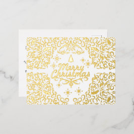Vrolijk kerstmis wit.personalized.gold. Folie, gou Folie Feestdagen Briefkaart