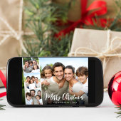 Vrolijk Kerstmis Wit Script Fotostrip Feestdagenkaart