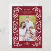 Vrolijk Kerstmis Wit Winter Groen Foto Feestdagenkaart (Voorkant)