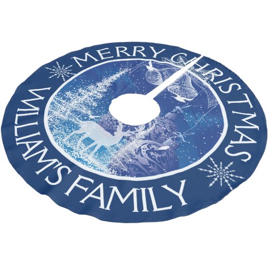 Vrolijk Kerstmis Witte Bomen Blauwe achtergrond Kerstboom Rok (Gekanteld)