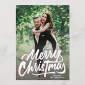 Vrolijk Kerstmis Witte Hand geschreven fotocollage Feestdagenkaart (Voorkant)