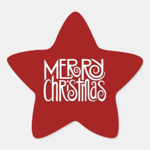 Vrolijk Kerstmis witte Star Sticker