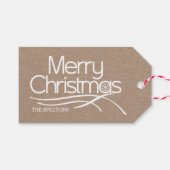 Vrolijk Kerstmis witte typografie, sneeuwvlok mode Cadeaulabel (Voorkant (Horizontaal))