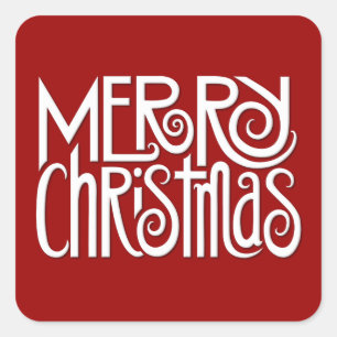 Vrolijk Kerstmis witte Vierkante Sticker