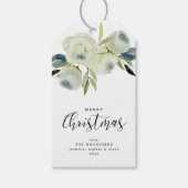 Vrolijk Kerstmis Witte Waterverf Bloemen Custom Cadeaulabel (Voorkant)