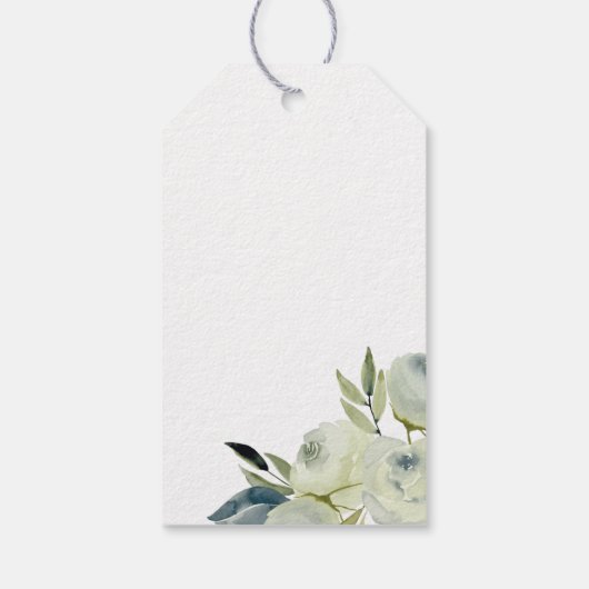 Vrolijk Kerstmis Witte Waterverf Bloemen Custom Cadeaulabel (Achterkant)