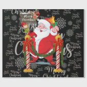 Vrolijk Kerstmis Wrapping Papier Elf Santa (Vlak)