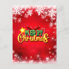 Vrolijk Kerstmis Xmas Rood Groen Goud Vakantie Lie Briefkaart