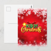 Vrolijk Kerstmis Xmas Rood Groen Goud Vakantie Lie Briefkaart (Voorkant / Achterkant)