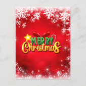 Vrolijk Kerstmis Xmas Rood Groen Goud Vakantie Lie Briefkaart (Voorkant)