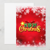 Vrolijk Kerstmis Xmas Rood Groen Goud Vakantie Lie Kaart (Voorkant / Achterkant)