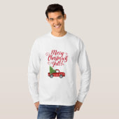 Vrolijk Kerstmis Y'all Truck Wit Rood T-shirt (Voorkant volledig)