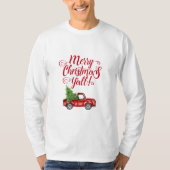 Vrolijk Kerstmis Y'all Truck Wit Rood T-shirt (Voorkant)
