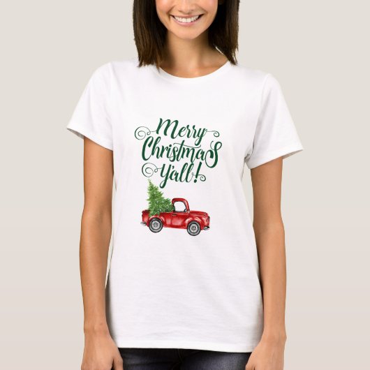 Vrolijk Kerstmis Y'all  Vrachtwagen Kerst WG T-shirt (Voorkant)