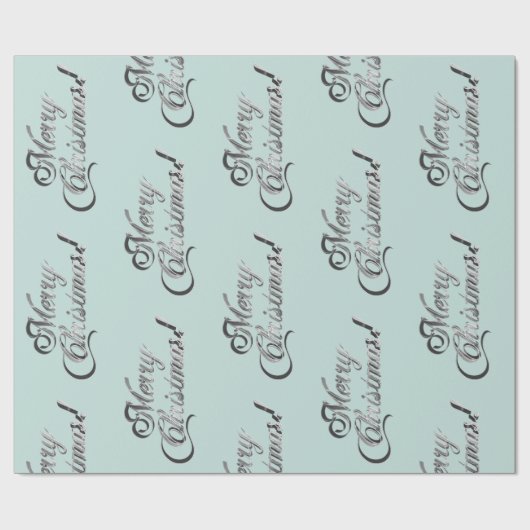Vrolijk Kerstmis Zacht Groen Turquoise Zilver Grij Cadeaupapier (Vlak)