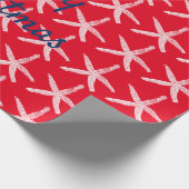 Vrolijk Kerstmis Zeester Nautisch Rood Wit Blauw Cadeaupapier (Hoek)