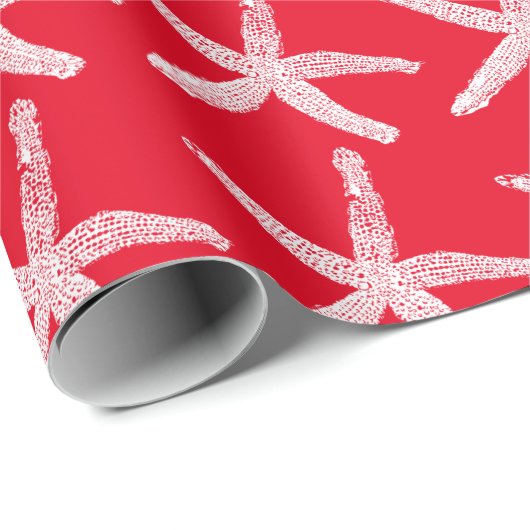 Vrolijk Kerstmis Zeester Nautisch Rood Wit Blauw Cadeaupapier (Rol Hoek)
