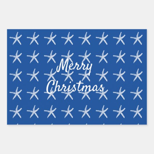 Vrolijk Kerstmis Zeester Nautische Custom Rood Gro Inpakpapier Vel (Voorkant 3)