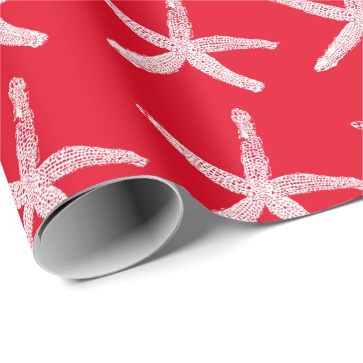 Vrolijk Kerstmis Zeester Rood Wit Blauw Nautisch Cadeaupapier (Rol Hoek)