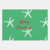 Vrolijk Kerstmis Zeesterren Patroon Blauwgroen Gro Inpakpapier Vel (Voorkant 2)