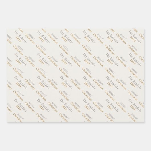 Vrolijk Kerstmis Zilver & Goud Script, Gepersonali Inpakpapier Vel (Voorkant)