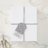 Vrolijk Kerstmis Zilver Grijze Sneeuwvlokken Cadeaulabel (Met Touw)