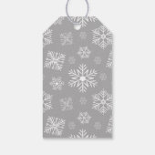 Vrolijk Kerstmis Zilver Grijze Sneeuwvlokken Cadeaulabel (Achterkant)