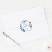 Vrolijk Kerstmis zilveren blauwe boog Notenkraker Ronde Sticker (Envelop)