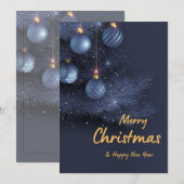 Vrolijk Kerstmis Zilveren Bubbels Kaart (Voorkant / Achterkant)