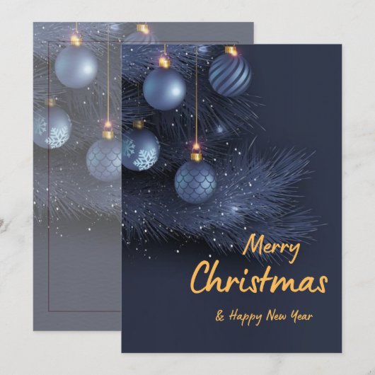 Vrolijk Kerstmis Zilveren Bubbels Kaart (Voorkant / Achterkant)