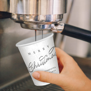 Vrolijk Kerstmis Zilveren Kalligrafie Schattigee S Papieren Bekers