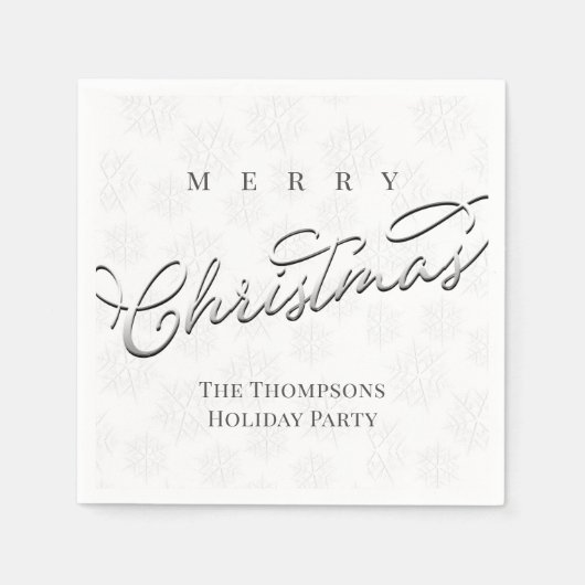 Vrolijk Kerstmis Zilveren Kalligrafie Schattigee S Servet (Voorkant)