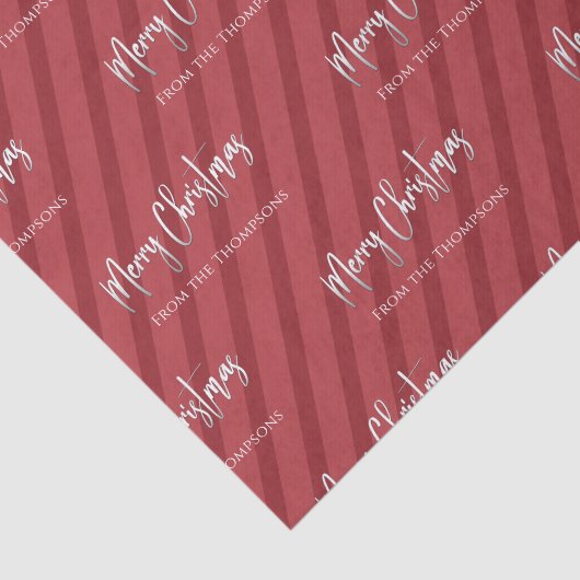 Vrolijk Kerstmis Zilveren Kalligrafie Script Rood Tissuepapier (Detail)