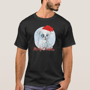Vrolijk Kerstmis Zoete Hond Dalmatische Raglan Bas T-shirt