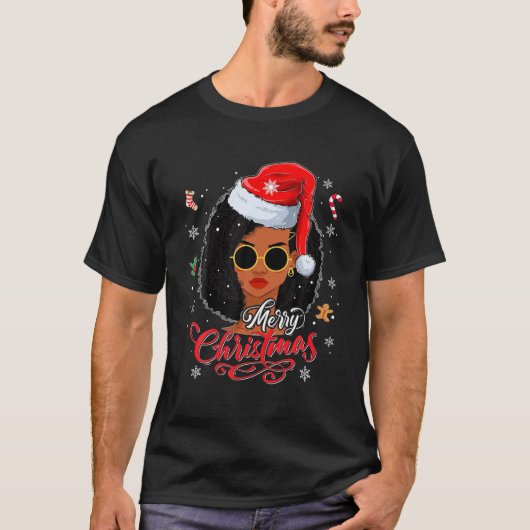 Vrolijk Kerstmis Zwart Afrikaans Amerikaans Kerstm T-shirt (Voorkant)