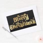 Vrolijk Kerstmis Zwart en Goud Elegant Sterren Tek Rechthoekige Sticker (Envelop)